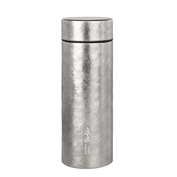 TITO TITANIUM,Outdoor pure titanium double-layer thermos cup, camping water cup, tea and water separation cup, large capacity water cup, 400ML - Image 3