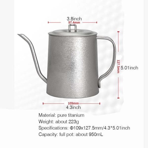 TITO TITANIUM,Outdoor pure titanium kettle,950ML - Image 2