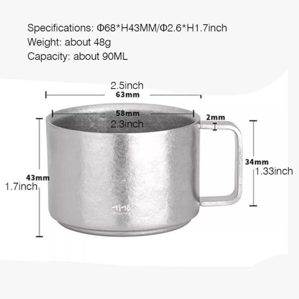 TITO TITANIUM,Outdoor pure titanium double-layer coffee cup, 90ml - Image 2