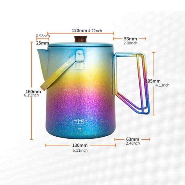 TITO TITANIUM,Outdoor pure titanium coffee pot,1500ml - Image 3