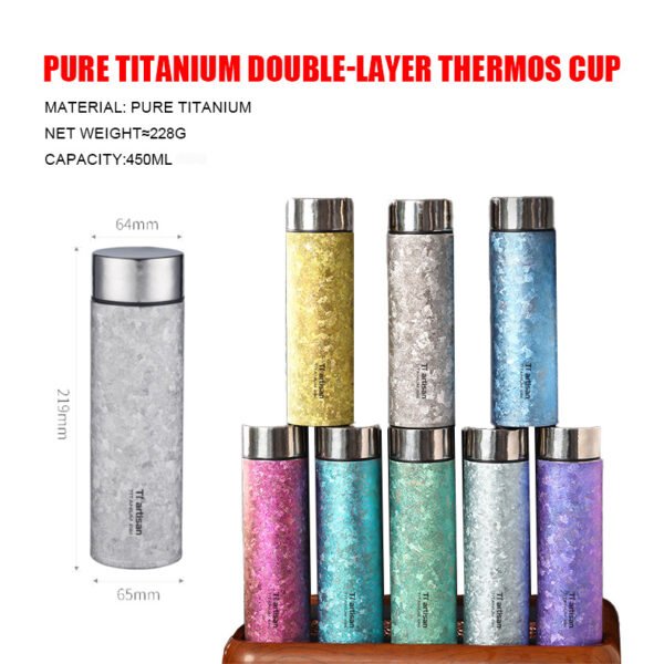 TI ARTISAN,Outdoor pure titanium thermos cup, 450ML - Image 2