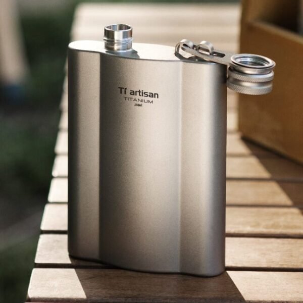 TI ARTISAN,Outdoor pure titanium wine flask, camping wine flask, portable white wine flask, thickened flat wine bottle, 175ML&180ML&240ML - Image 6