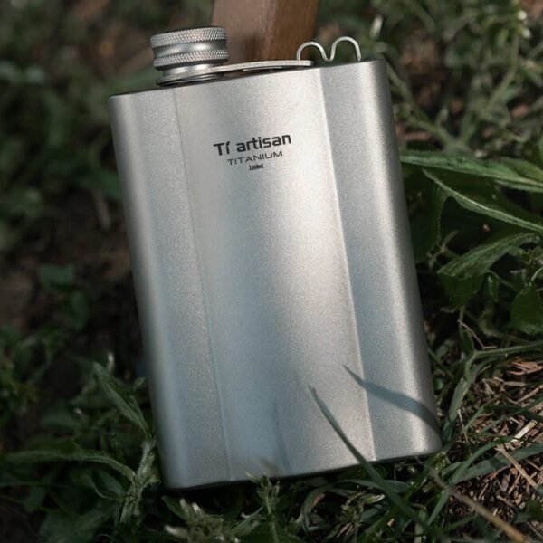 TI ARTISAN,Outdoor pure titanium wine flask, camping wine flask, portable white wine flask, thickened flat wine bottle, 175ML&180ML&240ML - Image 5