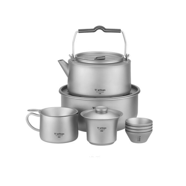TI ARTISAN,Outdoor pure titanium tea set, 2100ML
