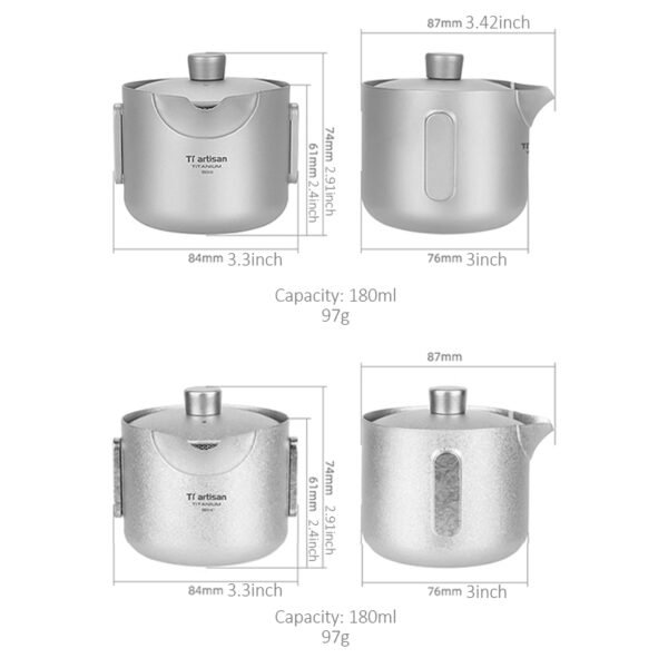 TI ARTISAN,Outdoor pure titanium teapot,180ML - Image 2
