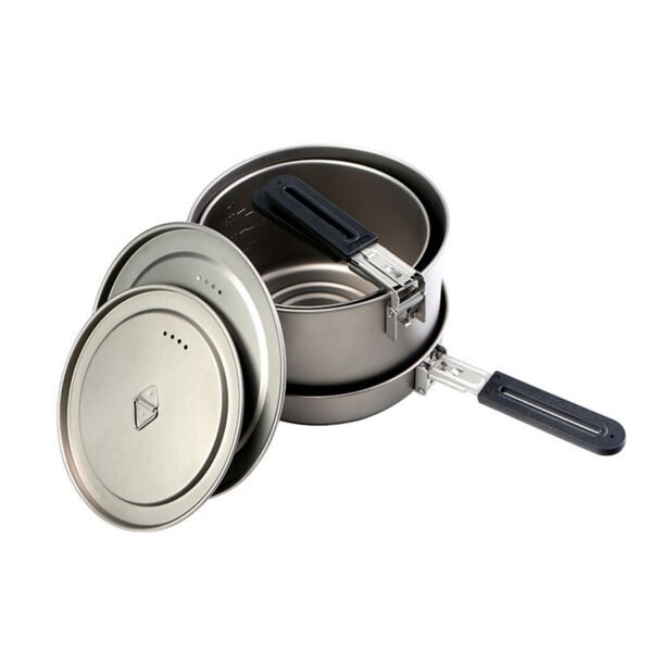 WOLFTRAIL,Outdoor pure titanium camping pot three-piece set, 1100ML&2000ML&2800ML - Image 2
