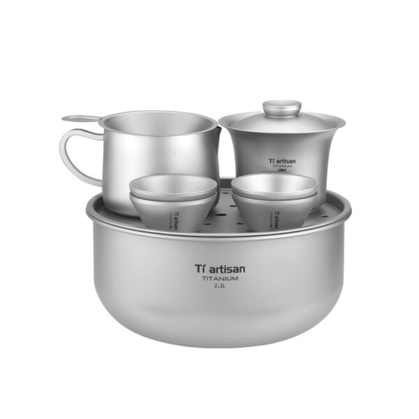 TI ARTISAN,Outdoor pure titanium tea set, 2100ML - Image 5