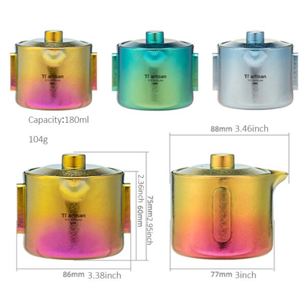 TI ARTISAN,Outdoor pure titanium tea set, 180ML&45ML - Image 2
