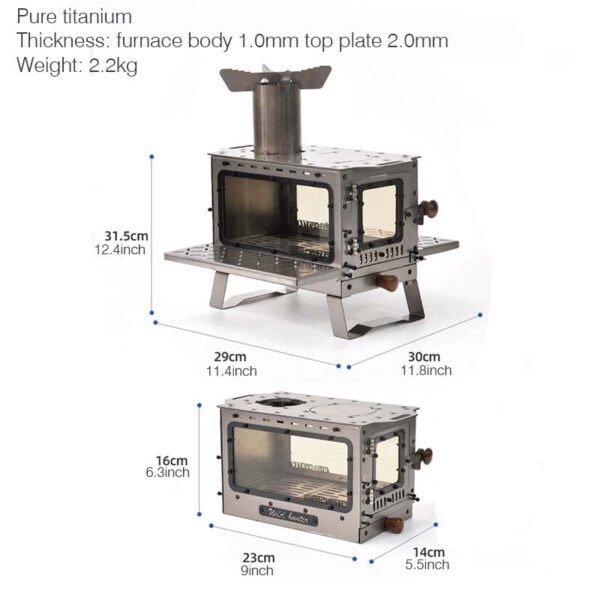 Outdoor mini pure titanium wood stove, camping stove - Image 2