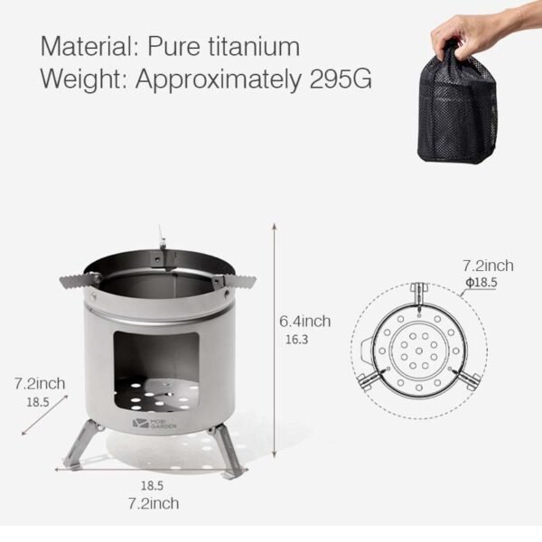 Outdoor pure titanium wood stove, camping stove - Image 2