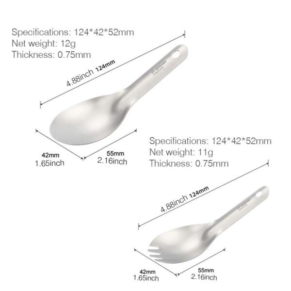 TI ARTISAN,Outdoor pure titanium fork spoon - Image 2