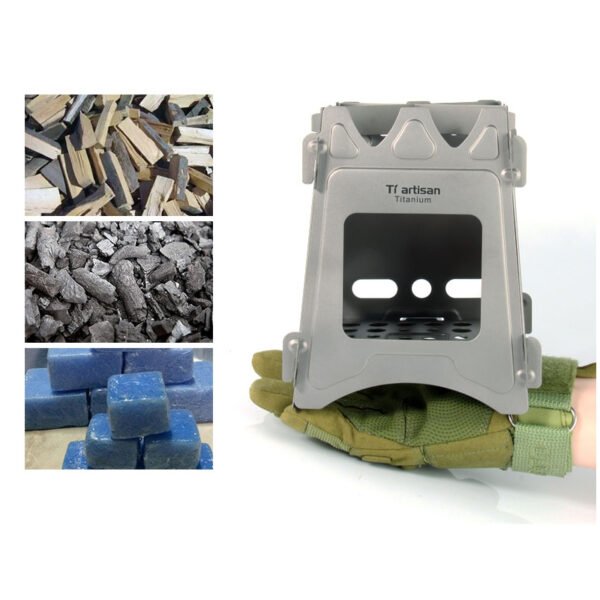 TI ARTISAN,Outdoor pure titanium wood stove, camping charcoal stove - Image 6