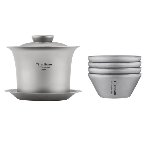 TI ARTISAN,Outdoor pure titanium double-layer covered bowl, 150ML&35ML - Image 3