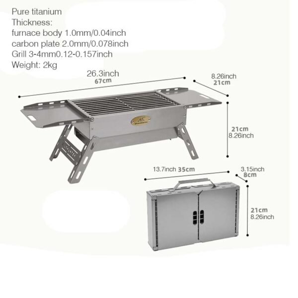 Outdoor pure titanium grill, camping portable folding grill - Image 2