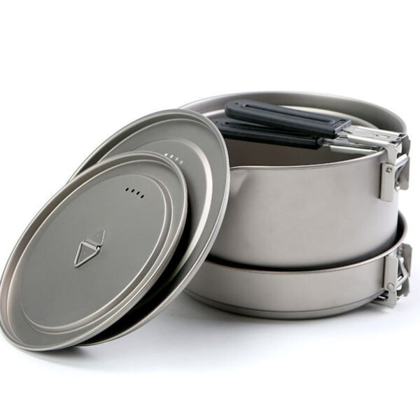 WOLFTRAIL,Outdoor pure titanium camping pot three-piece set, 1100ML&2000ML&2800ML - Image 4