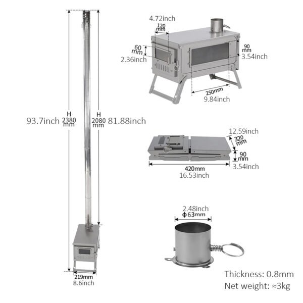 Outdoor pure titanium tent firewood stove, camp firewood stove - Image 2