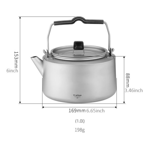 TI ARTISAN,Outdoor pure titanium tea set, 2100ML - Image 2