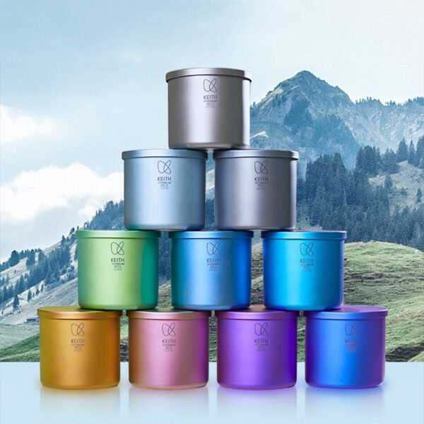 KEITH,Outdoor pure titanium CC colorful water cup, 400ML camping cup, household water cup, integrated single-layer titanium cup,400ML - Image 4