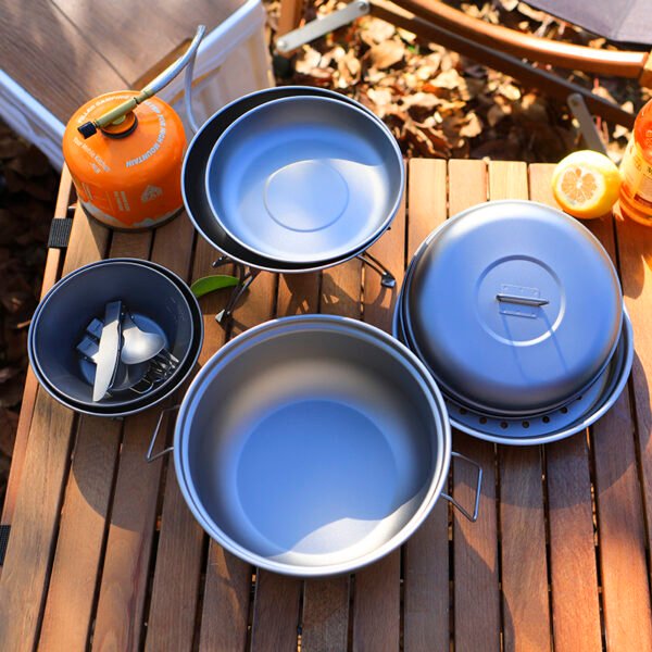 TI ARTISAN,Outdoor pure titanium pot set, camping steamer, picnic soup pot, titanium bowl, meal cookware set, titanium large capacity pot,2100ML - Image 8