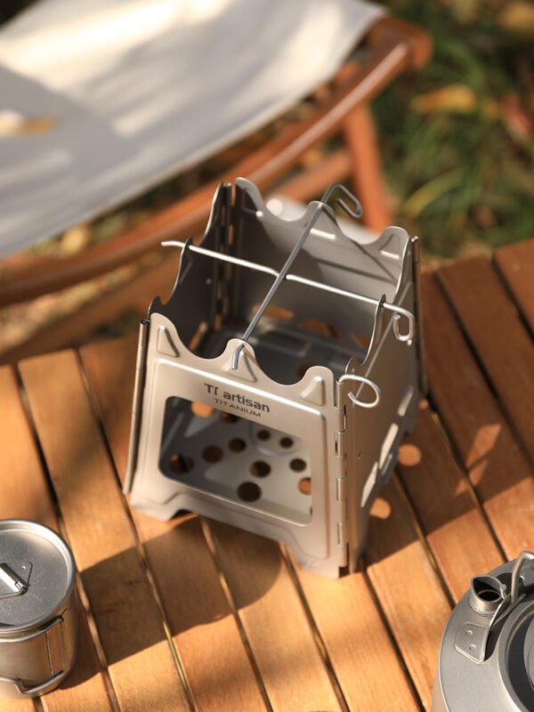 TI ARTISAN,Outdoor pure titanium wood stove, camping charcoal stove - Image 5