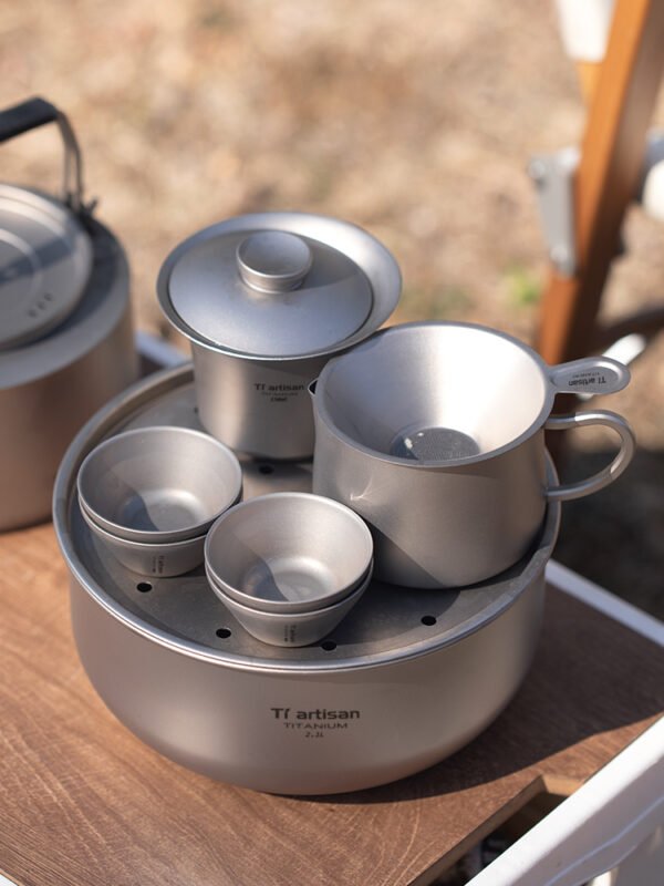 TI ARTISAN,Outdoor pure titanium tea set, 2100ML - Image 9