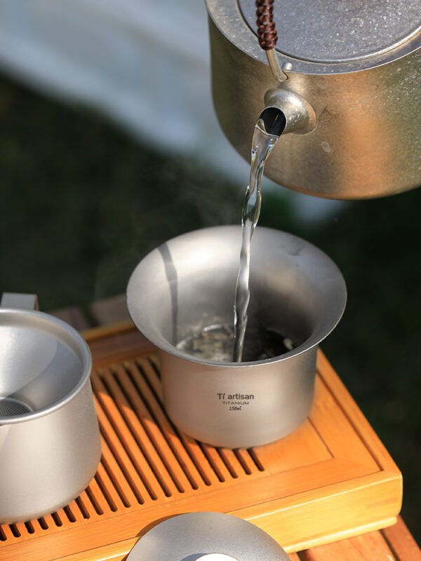 TI ARTISAN,Outdoor pure titanium double-layer covered bowl, 150ML&35ML - Image 6