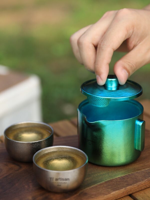 TI ARTISAN,Outdoor pure titanium tea set, 180ML&45ML - Image 6