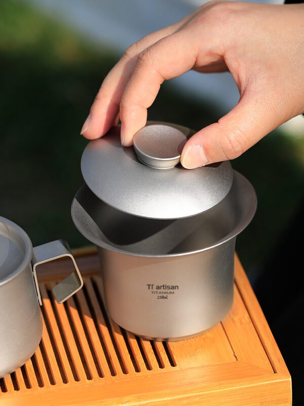 TI ARTISAN,Outdoor pure titanium double-layer covered bowl, 150ML&35ML - Image 5