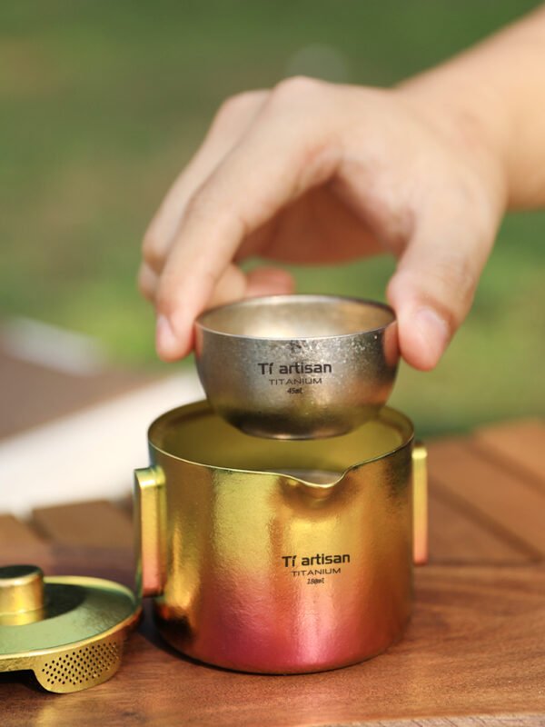 TI ARTISAN,Outdoor pure titanium tea set, 180ML&45ML - Image 5