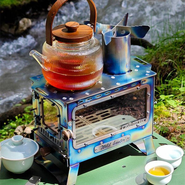 Outdoor mini pure titanium wood stove, camping stove - Image 3